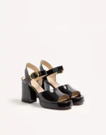 Valentino Fawcette Platform Sandal In Polished Calfskin 100Mm - Image 7